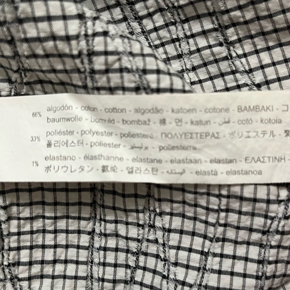 Zara light cotton blend black and white checked top with 2 black bows in back - Picture 3 of 4